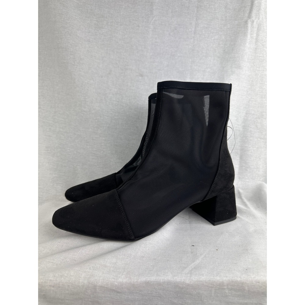 A New Day Elaena Mesh Block Heel Ankle Boots Black Faux Suede Mens 11 096103371